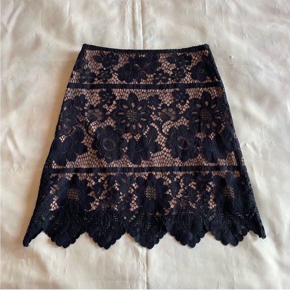 For Love and Lemon- High Rise Black Lace Skirt Nude Layer Mini Skirt Size XS - Picture 5 of 6